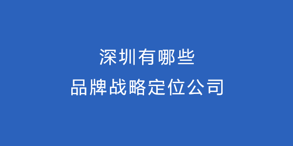 深圳有哪些品牌戰(zhàn)略定位公司